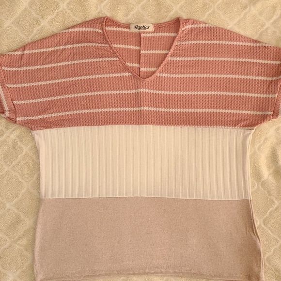 Blush Ivory & Taupe waffle blouse - Picture 4 of 4